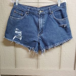 L.L. Bean Women's Blue Distressed Denim Jean Shorts